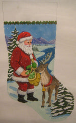 Susan Roberts 0119 Santa Feeding Apples to Reindeer Stocking