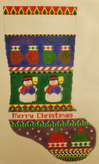 Susan Roberts 0143 Bold Stripe Snowman, Hats, and Mittens Stocking