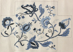 Susan Roberts 6314 Crewel Floral Blues Brick Cover