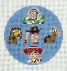 2 Busy Needlepointing Toy Gang Round