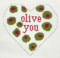 Susan Battle Needlepoint X53 Olive You Heart