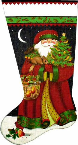 Stocking-Santa Claus 4 hand-painted needlepoint stitching canvas, Needlepoint Canvases & Threads